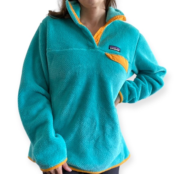 Patagonia Tops - Patagonia Synchilla Snap T Fuzzy Fleece Pullover Sweater Retro Blue Yellow